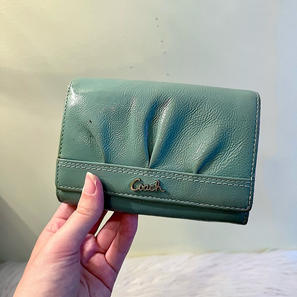 Coach Turquoise Patent Leather Wallet
